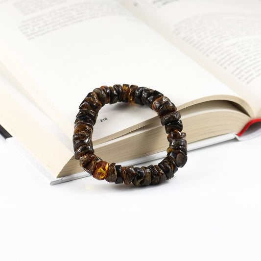 Dark Tube Bead Amber Bracelet