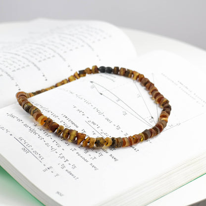 Brown Baltic amber Tube Bead Necklace