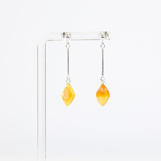 Yellow Matt Baltic Amber Earrings