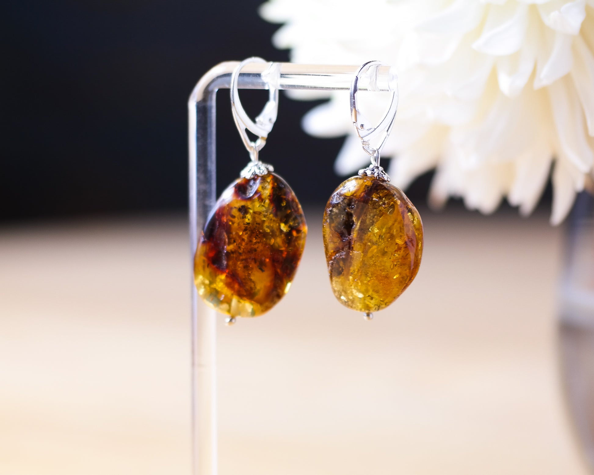 Amber Nugget Earrings