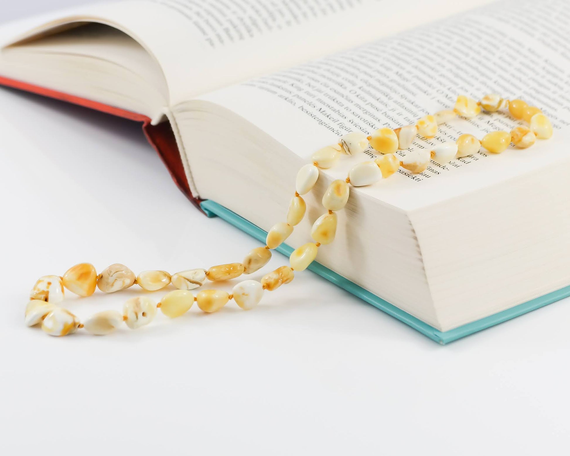 Amber Bean Bead Necklace