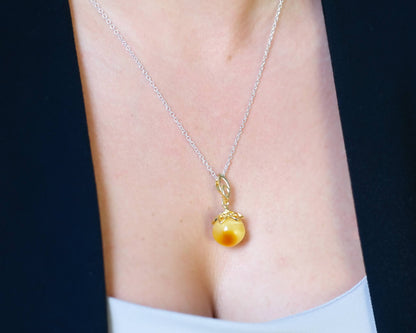 Round Ball Amber Bead Pendant