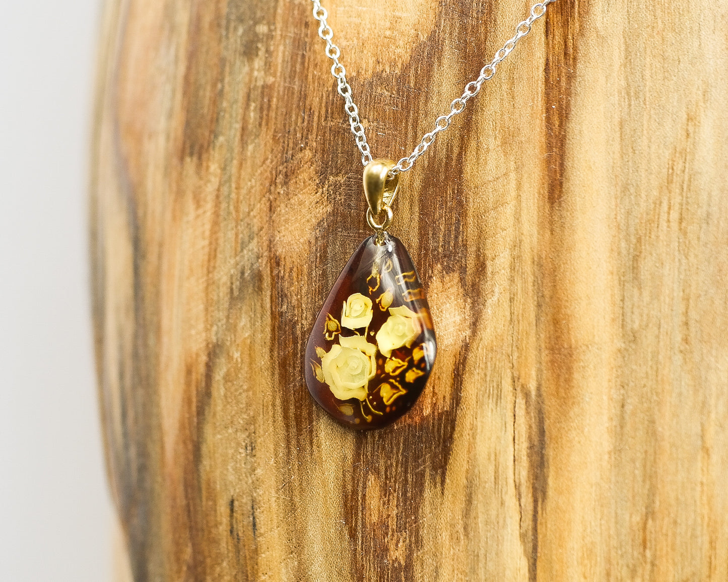Baltic Amber Engraved Amulet
