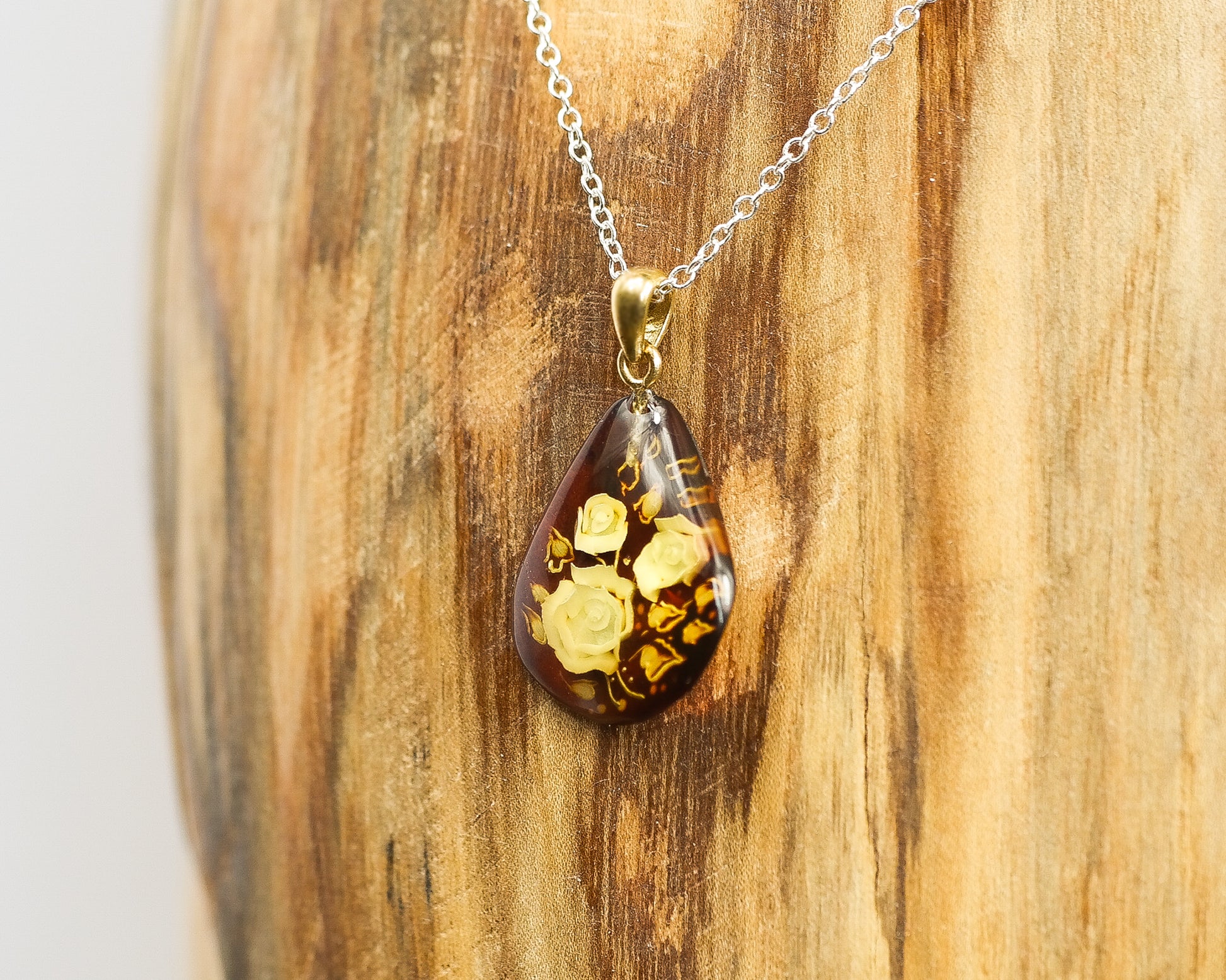 Baltic Amber Engraved Amulet