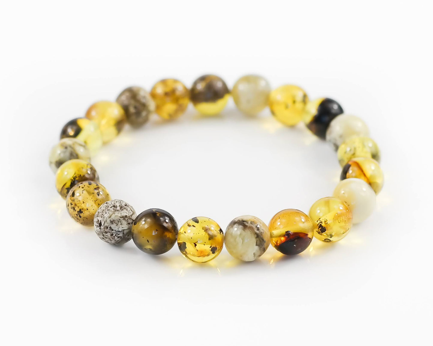 Round Baltic Amber Bead Bracelet