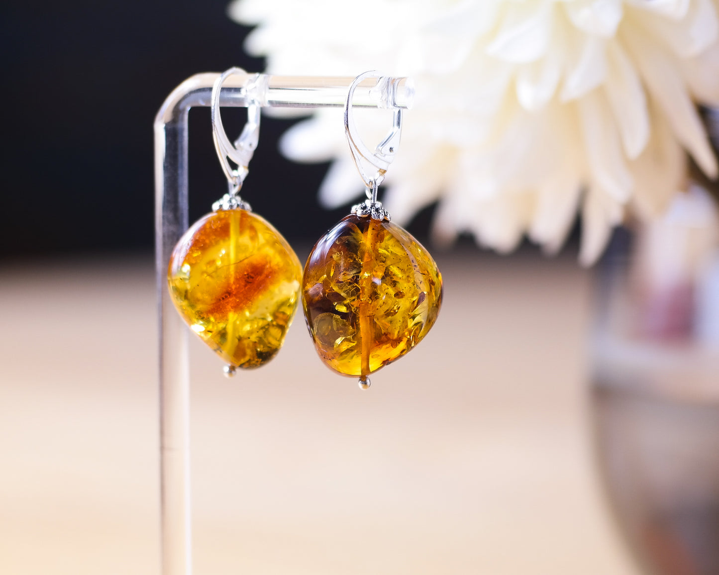 Amber Nugget Earrings