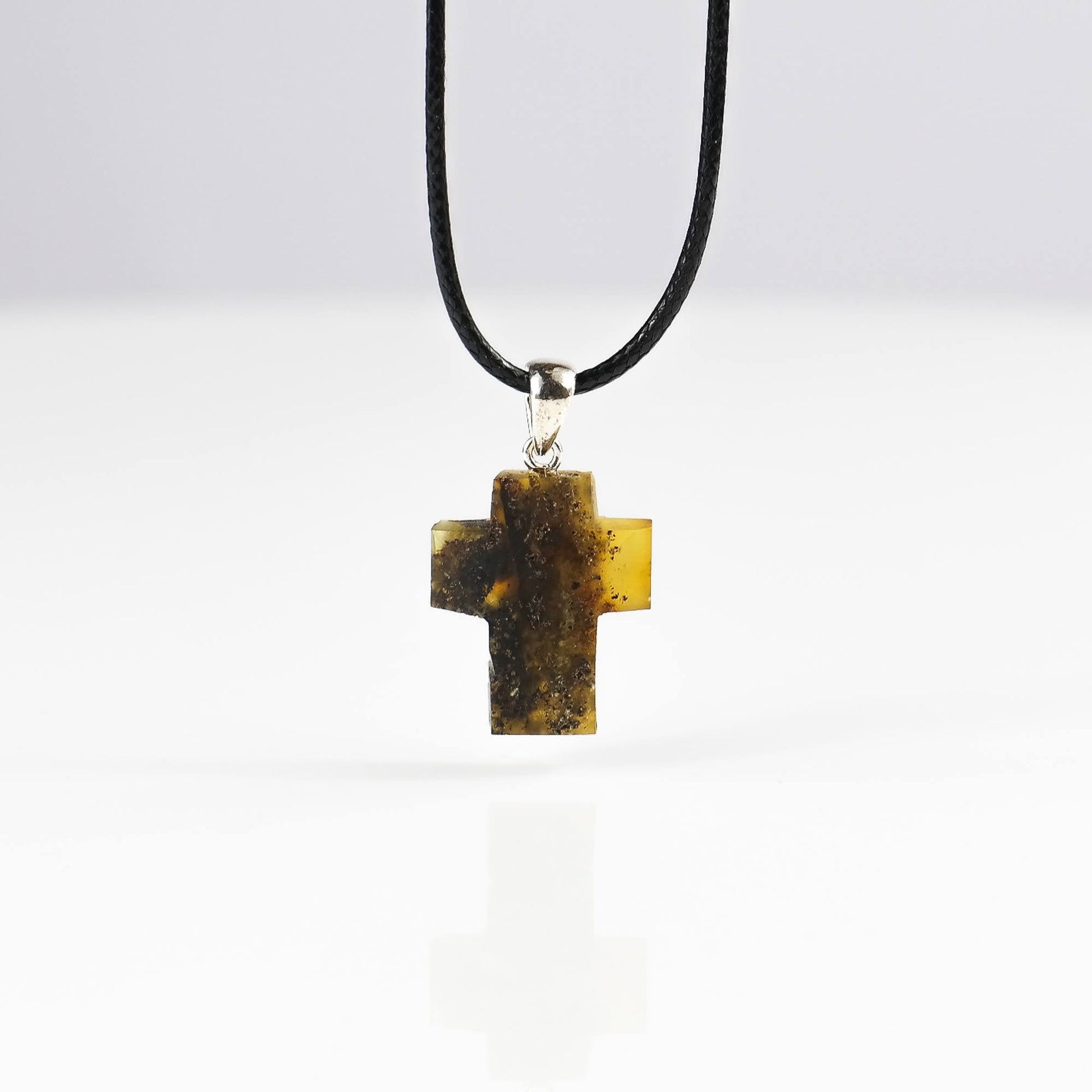 Raw Amber Amulet Cross