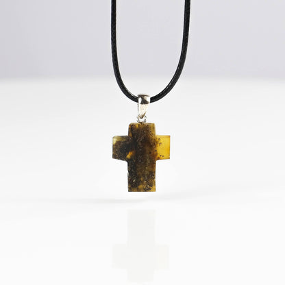 Raw Amber Amulet Cross