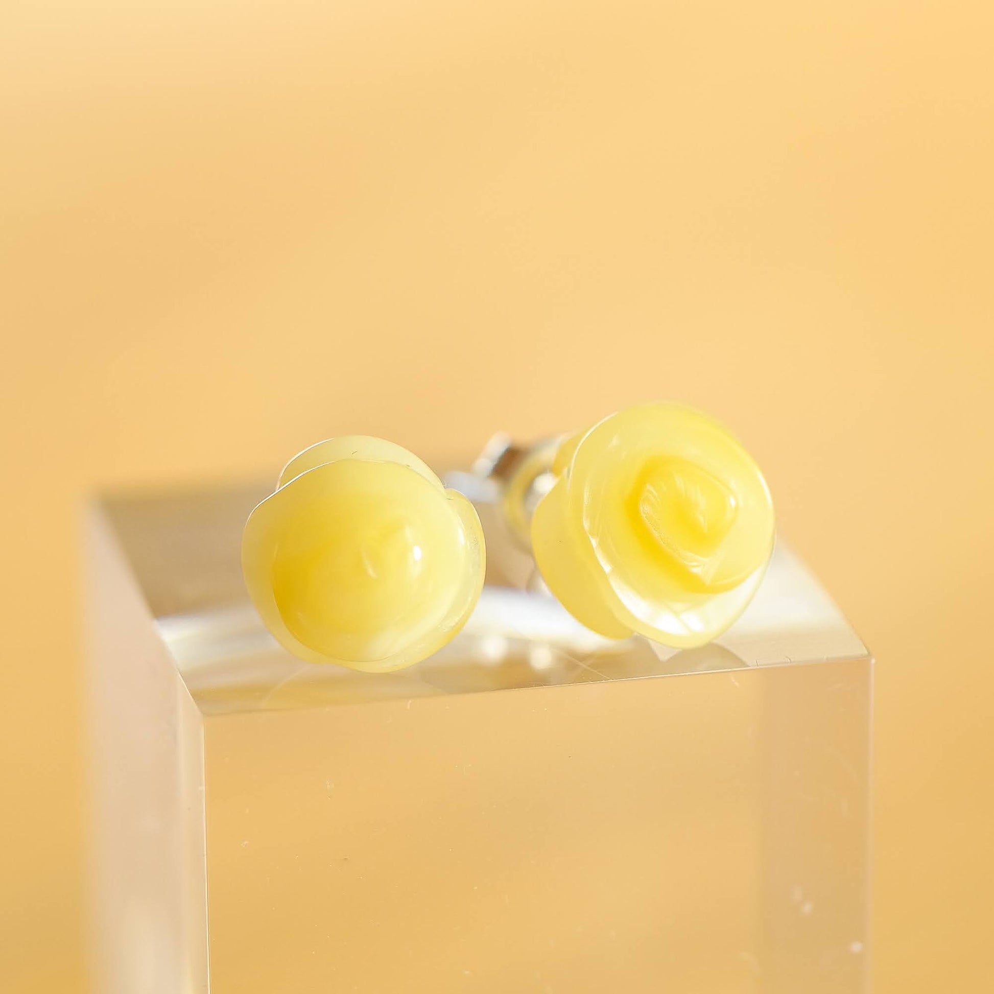 Amber rose earrings