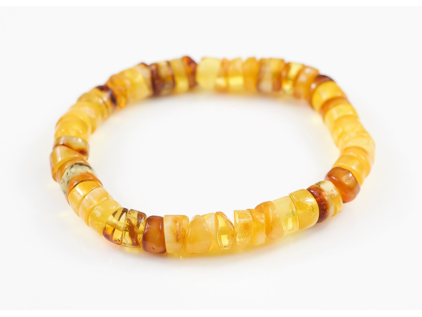 Yellow Matt Tube Bead Baltic Amber Bracelet