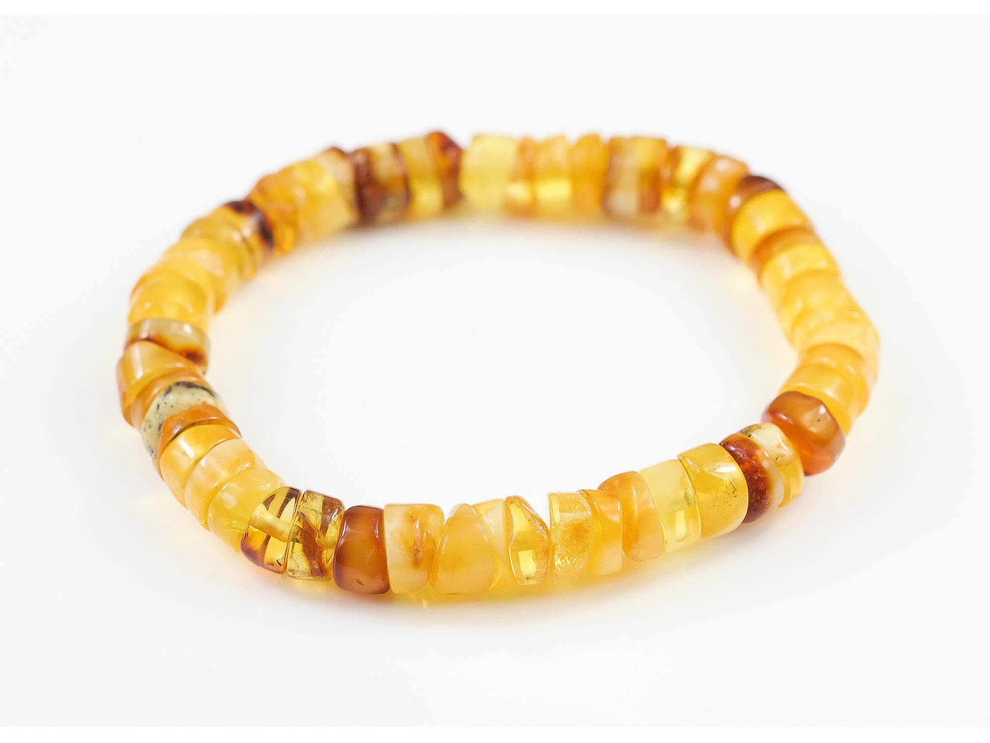Yellow Matt Tube Bead Baltic Amber Bracelet