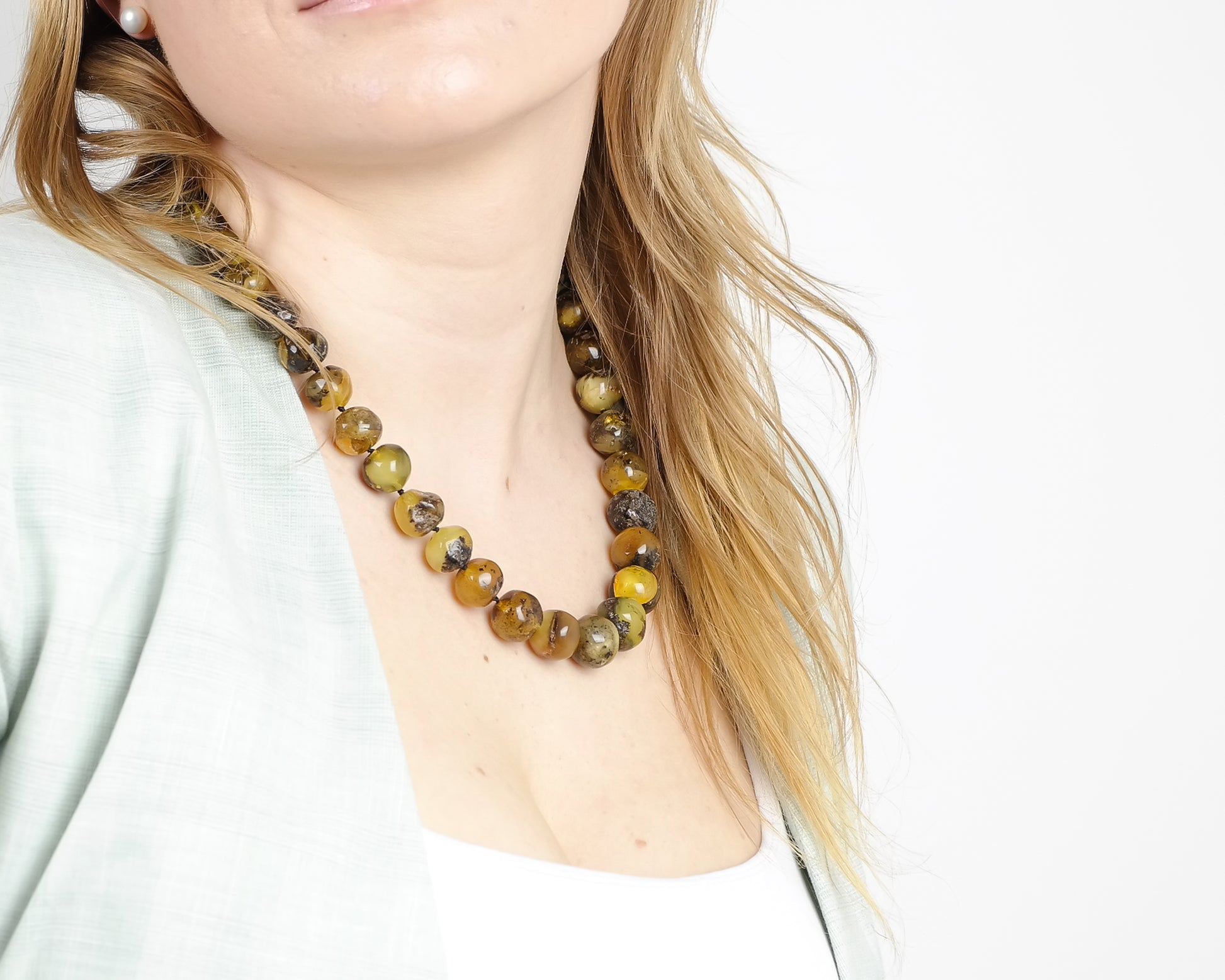 Oval Bead Amber Necklace
