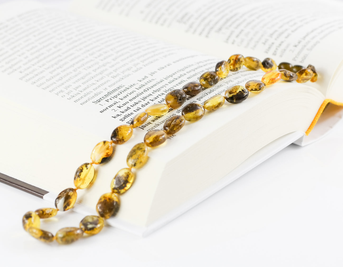 Amber Bean Bead Necklace