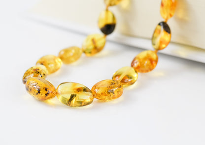 Amber Bean Bead Necklace