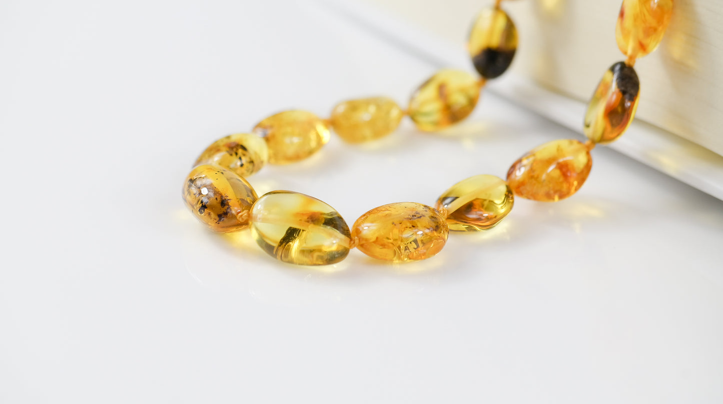 Amber Bean Bead Necklace