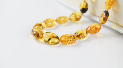 Amber Bean Bead Necklace