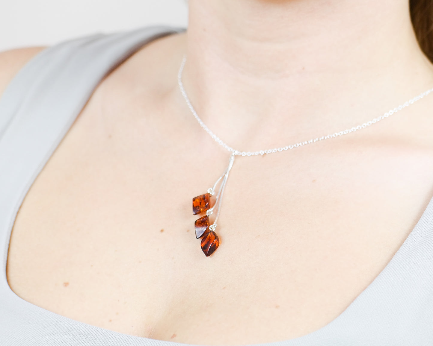 Baltic Amber Beaded Teardrop Pendant