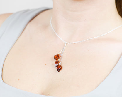 Baltic Amber Beaded Teardrop Pendant