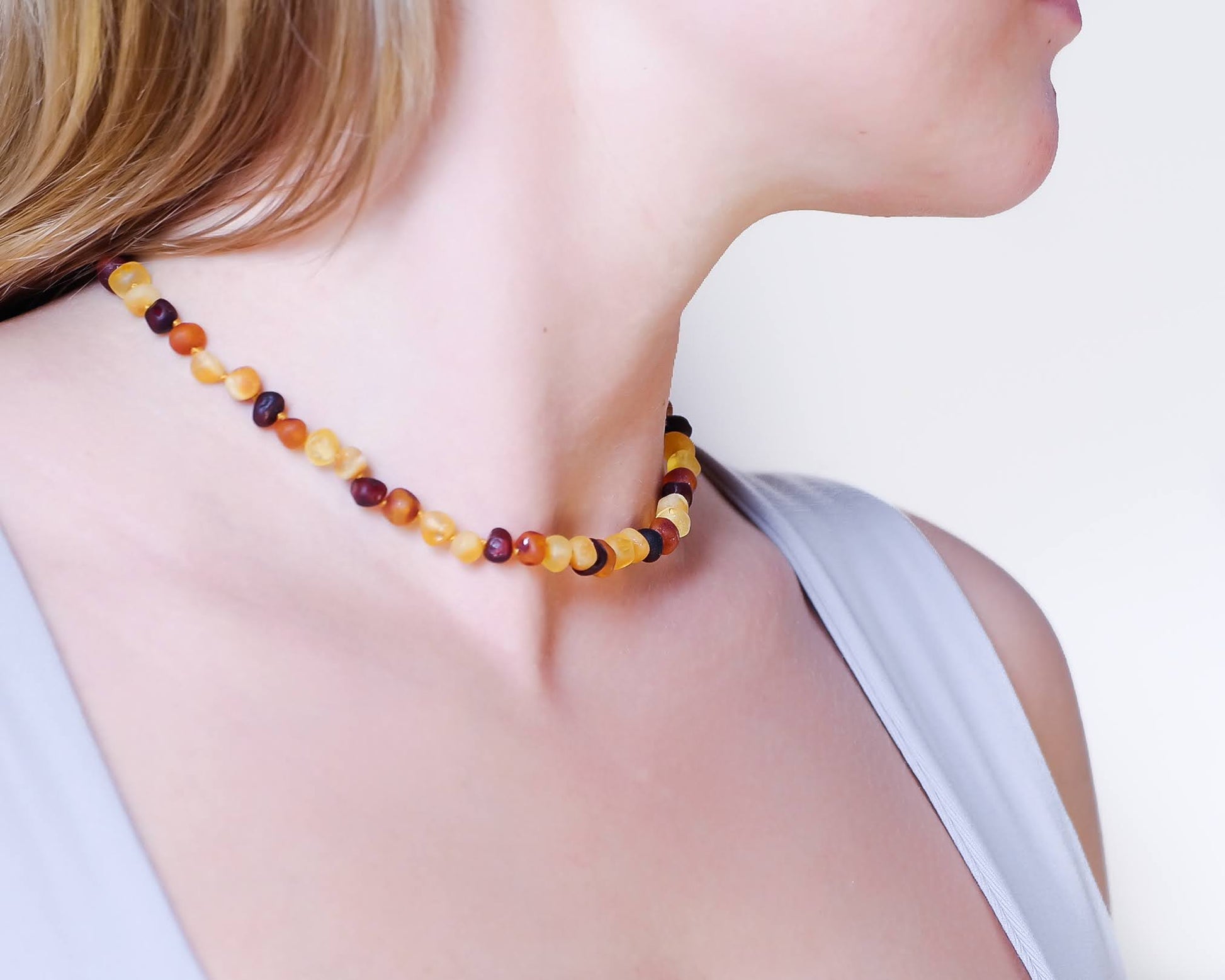 Baroque Amber Necklace On A Lady