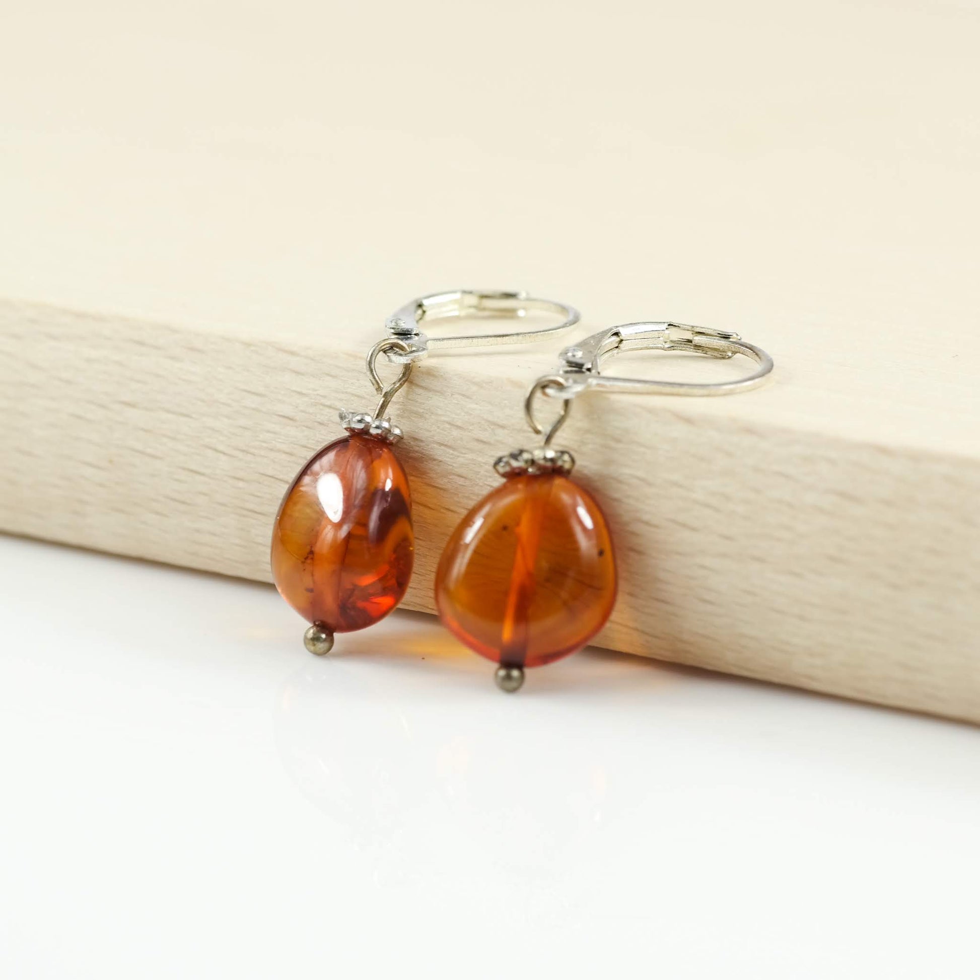 Cognac Amber Earrings
