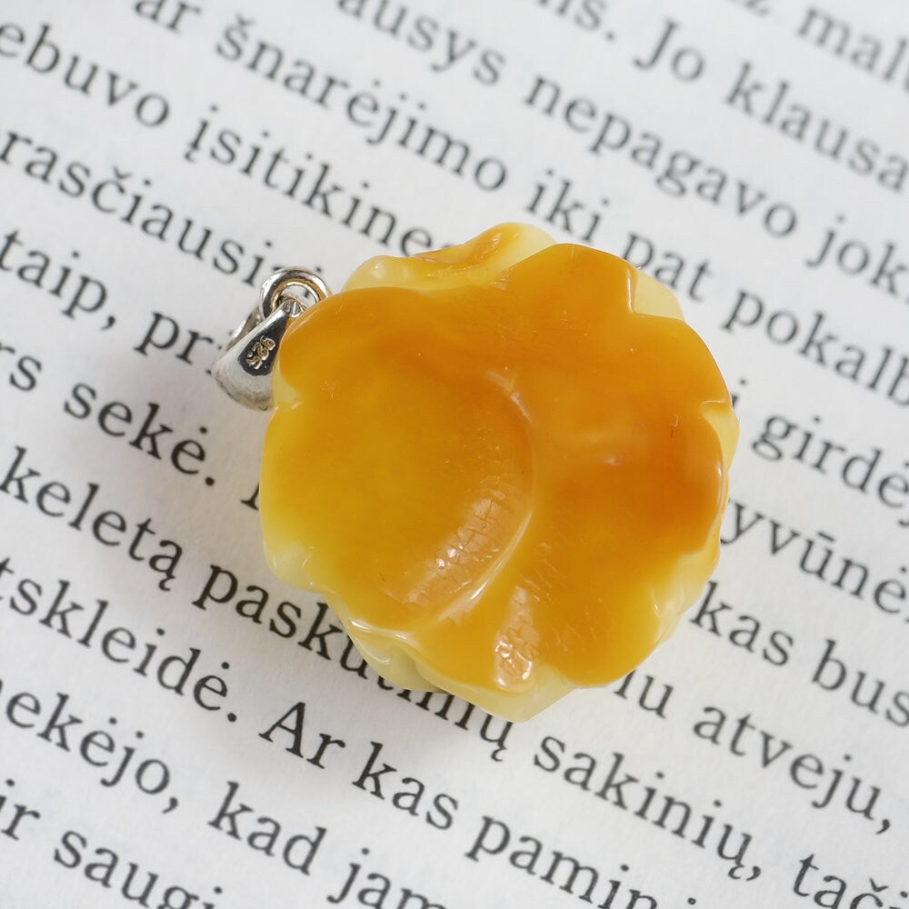 Delicate ROSE Carving From Natural Baltic Amber