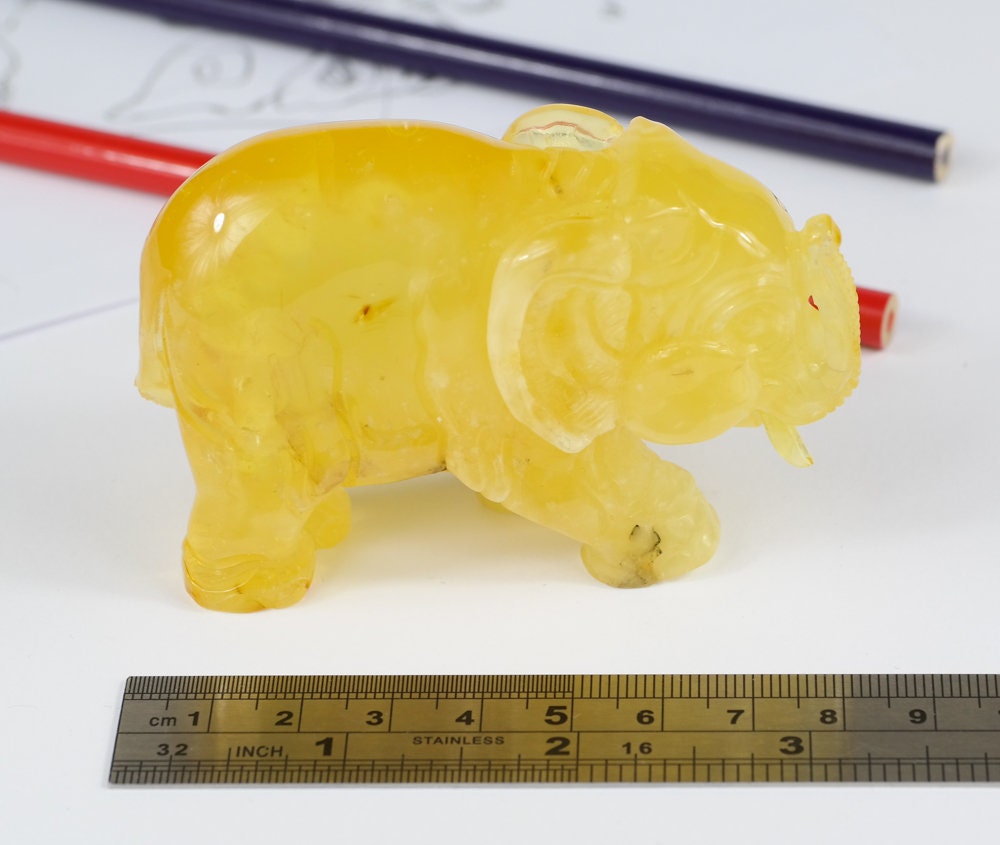 Massive Figurine Amber Elephant