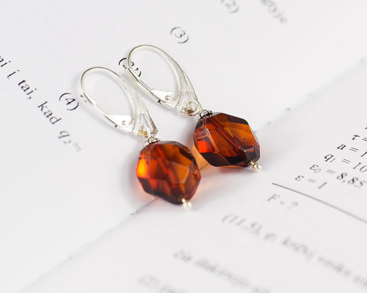 Faceted Baltic Amber Earrings