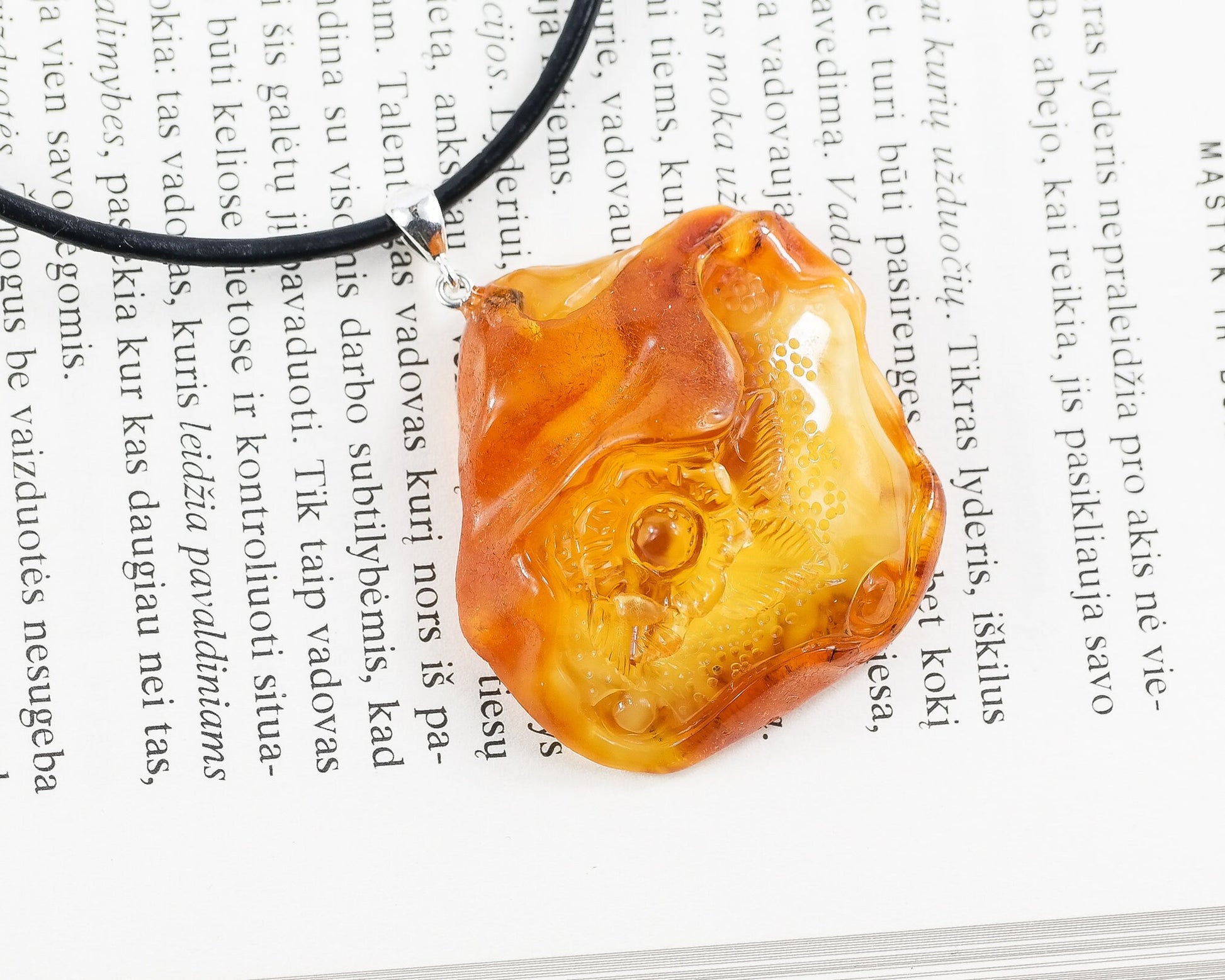 Floral amber amulet